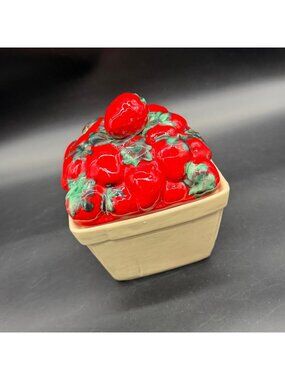 Vintage Strawberry Basket Cookie Jar Canister House of Webster Eastland Texas